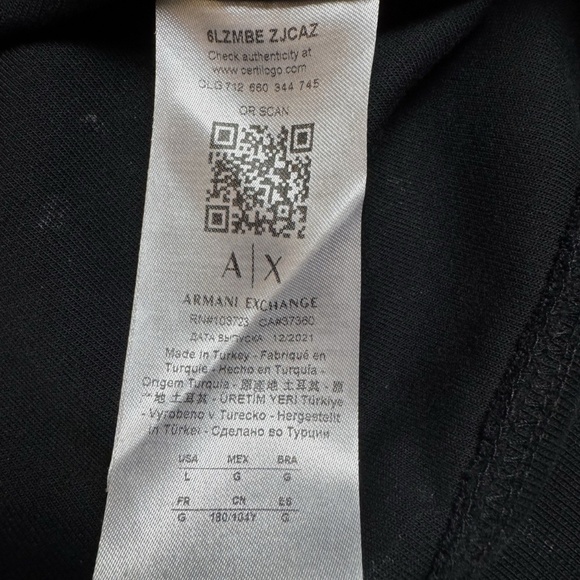 Armani Exchange Sweater Men’s Large Long Sleeve Black Pullover Brand Logo - Picture 10 of 10